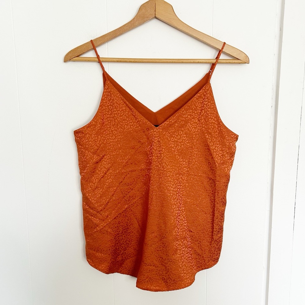 Express Animal Print Burnt Orange Tank‎ Top Cami Satin Size XS